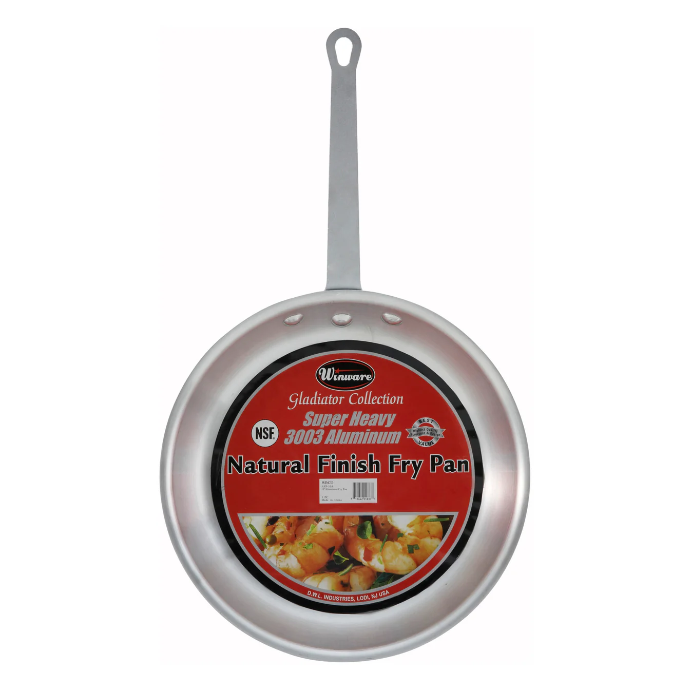 Winco Gladiator™ Natural Finish Aluminum Fry Pans - Image 2