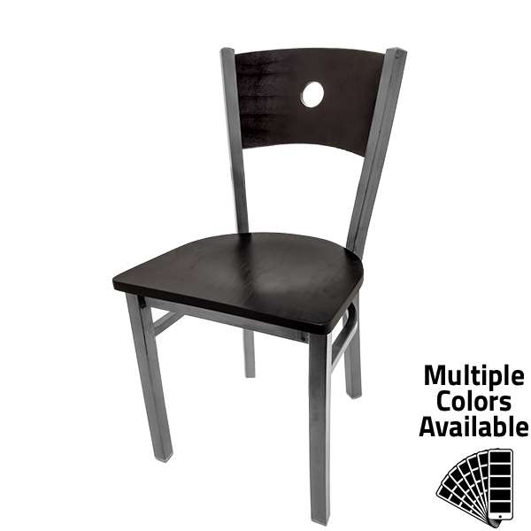 Oak Street Manufacturing SL2150CCS-B Bullseye Wood Back Chair with Clear Coat Frame