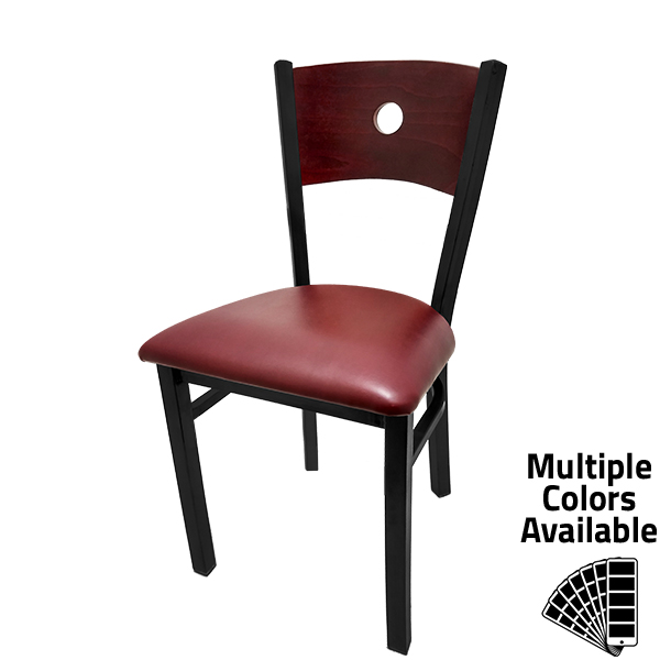 Oak Street Manufacturing SL2150-B Bullseye Wood Back Chair with Black Frame