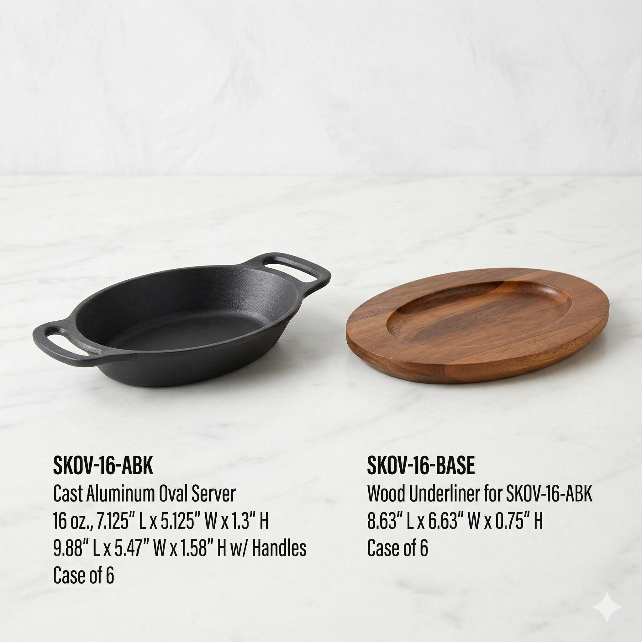 Cast Aluminum Sizzling Servers & Matching Wood Underliners