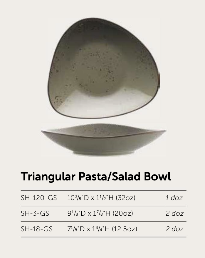 Itinow Green Smoke Reactive Glaze Triangular Pasta/Salad Bowl - Image 2