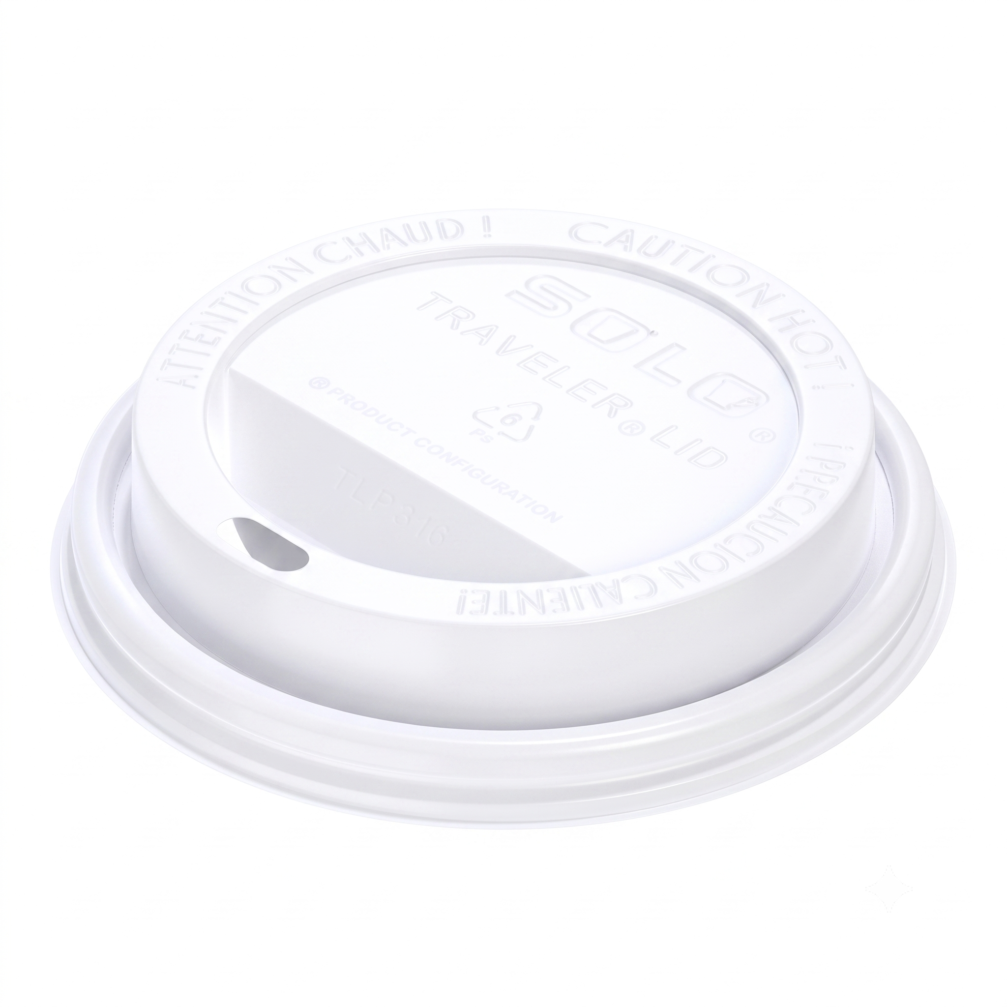 10-24 oz PS Plastic Traveler® Dome Cup Lid - White